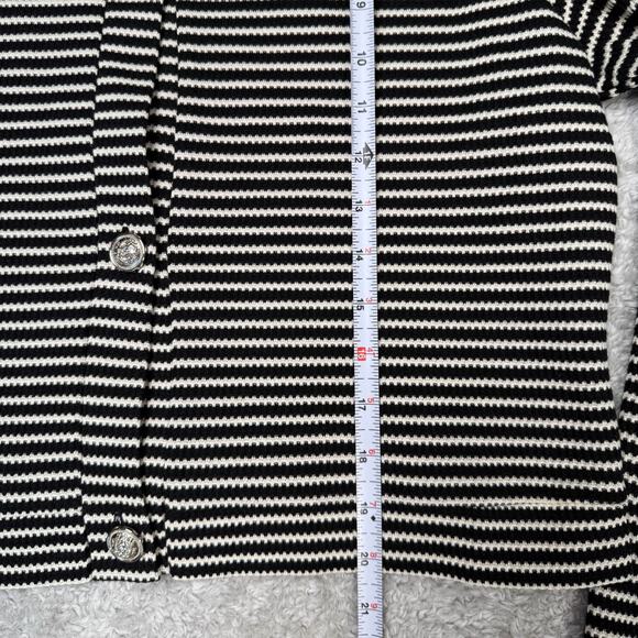 H&M Black White Striped Cotton Blend Cardigan Jacket Womens Size L NWT - Picture 4 of 7